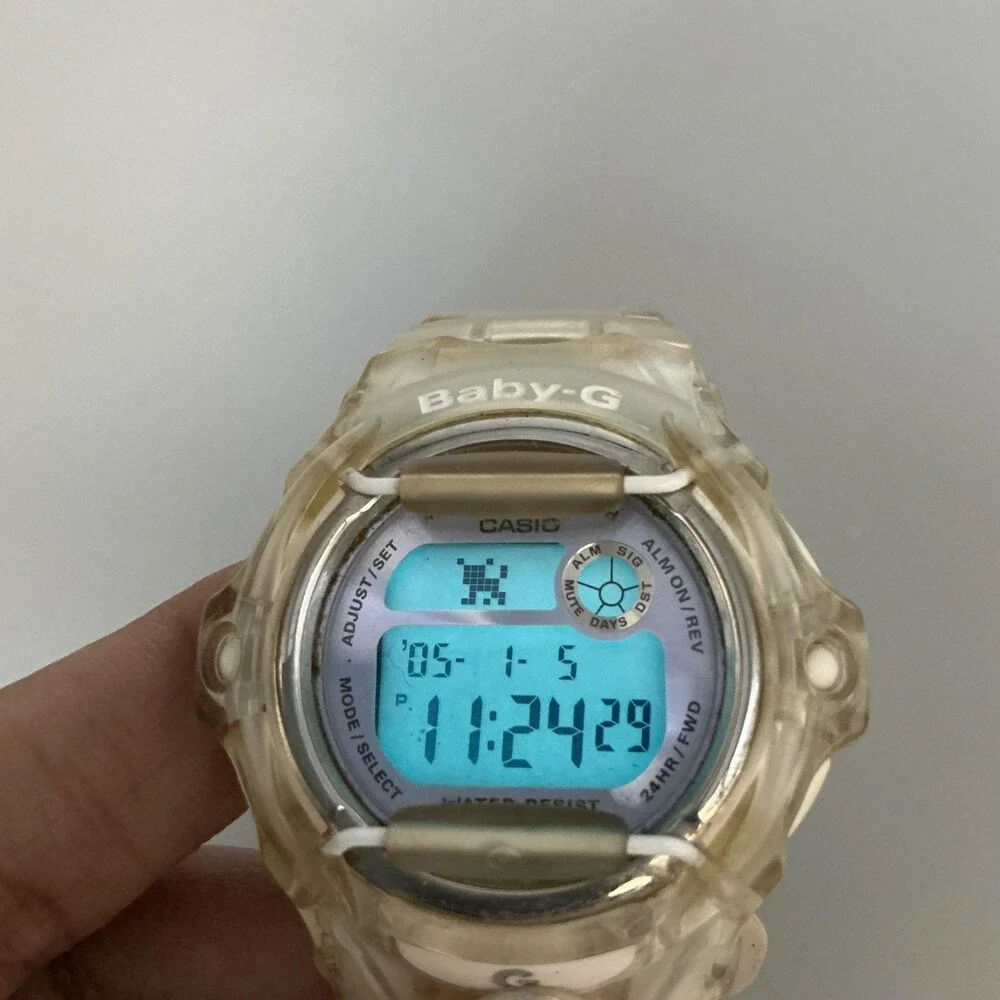 Casio Baby-G BG-169R Women Watch 43mm Gray Digital Clear Resin Alarm New Battery